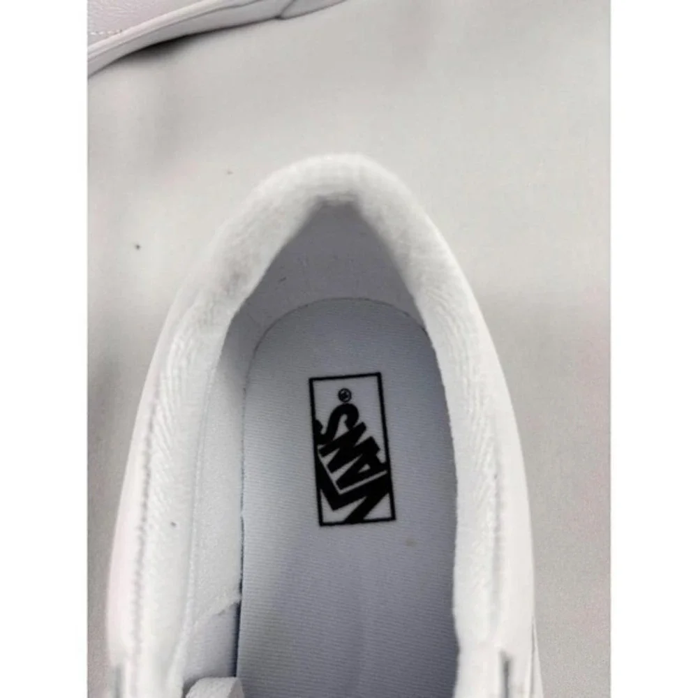 Vans Low Top Sneakers White Leather Lace Up Skate Shoes Youth 6.0 UK 5.0